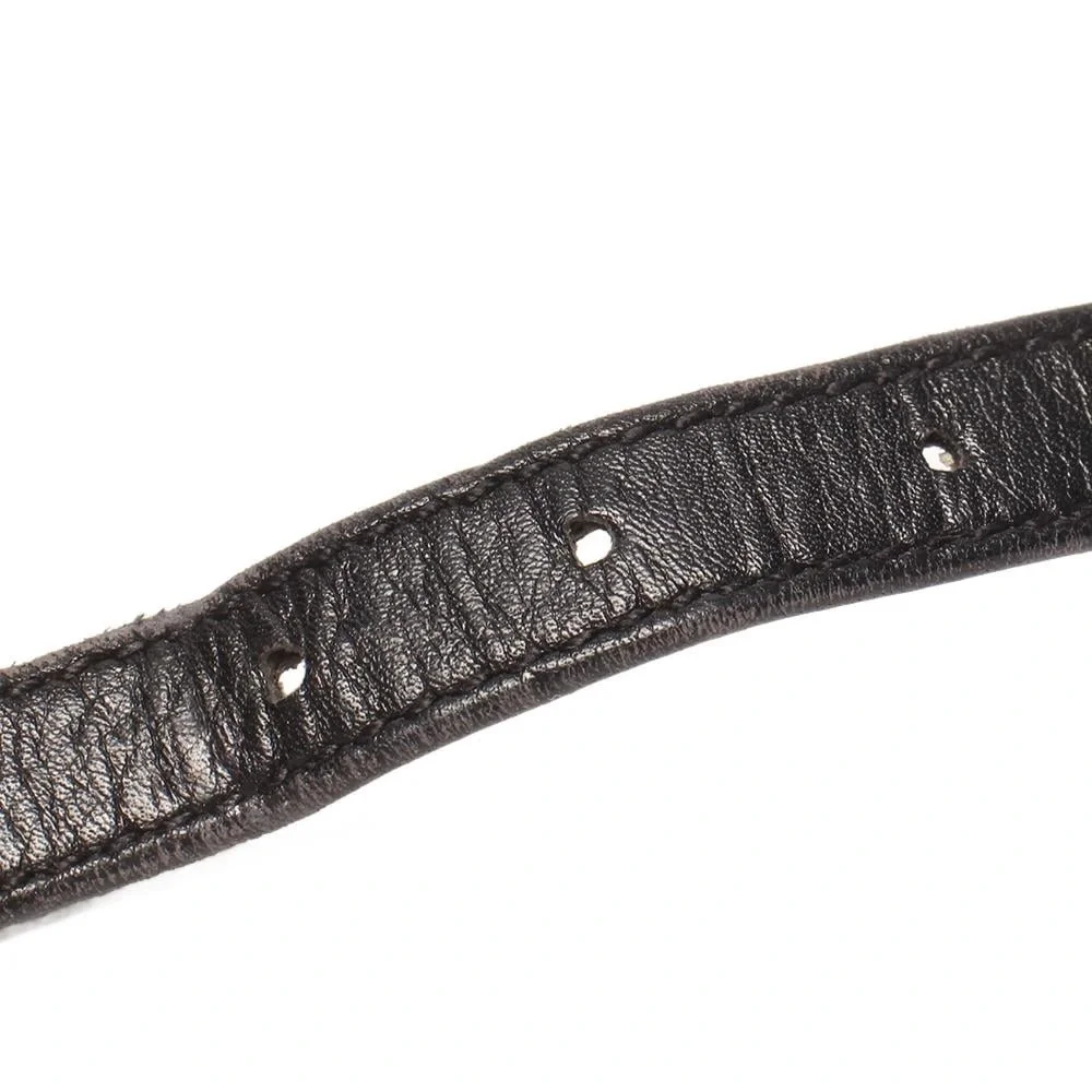 Authentic CHANEL vintage black leather chain belt 80cm